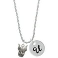thumbnail image 1 of Delight Jewelry Silvertone Small Viking - Mascot Silvertone Script Initial Disc - U - Charm Necklace, 20"+3", 1 of 4