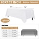 thumbnail image 5 of Mantel rectangular blanco de 152 x 254 cm (paquete de 2), de poliéster lavable, resistente a manchas y arrugas, ideal para mesas de comedor, bufés y camping., 5 of 5