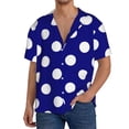 thumbnail image 1 of Fotbe Navy And White Polka Dot Camisa Estampada de Manga Corta para Hombre, Casual de Verano, Estilo Playero, Sin Arrugas-Small, 1 of 5