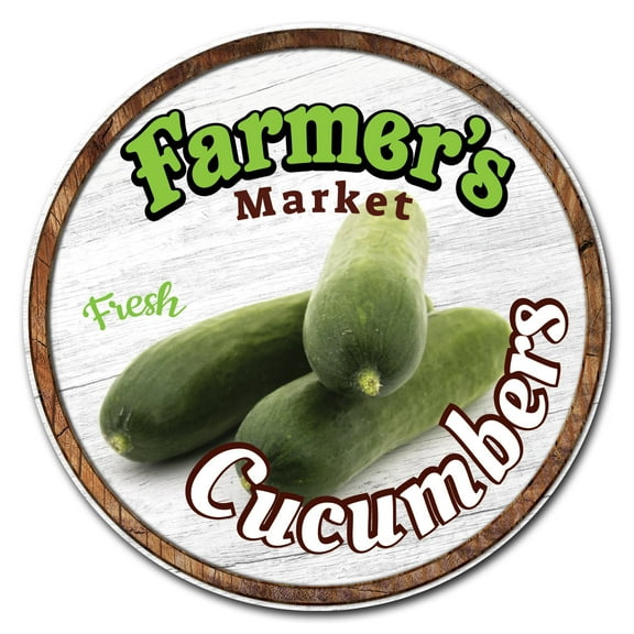 SignMission Circular Rigid Plastic Sign 12" Tall - Farmer's Market Cucumbers | Plastic Sign |  Made in the USA