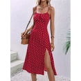 thumbnail image 3 of Women'S Floral Summer Dress Spaghetti Strap Midi Dress Backless Split Dress Vacation Beach Boho Dress Red XXL, 3 of 7