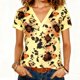thumbnail image 2 of Tejiojio Women's V-Neck Loose Fit Solid Color Blouse Short Sleeve Button-Down Casual S-2XL, 2 of 9