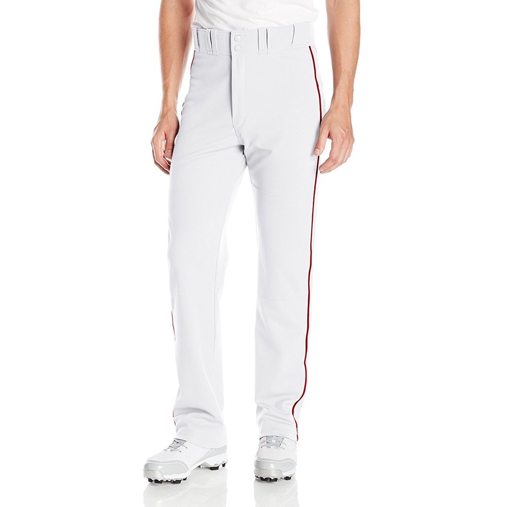 Men's Rival 2 Piped Baseball Pants, White/Red, Small, Polyester 100 By