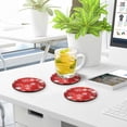 thumbnail image 7 of GZHJMY Christmas Snowflake Round Coaster, 4 Pcs Heat Resistant Absorbent Drink Coaster for Kitchen Bar Cafe Decor, 7 of 7