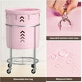 thumbnail image 4 of Laundry Basket with Wheels, 170L Rolling Laundry Hamper with Removable Bag and Steel Frame, Round Laundry Cart with 4 Casters and 2 Brakes, Ideal for Bedroom, Bathroom, Laundry Room, Pink, 4 of 15