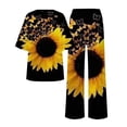 thumbnail image 5 of Ensembles de Pyjama pour Femmes Adapté Été Col Rond Manches Courtes Imprimé Floral Haut Chemise avec Pantalon Grande Taille 2 Ensemble TTTTG, 5 of 5