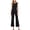 Black, variant on Connected Apparel Womens Solid Crepe Jumpsuit