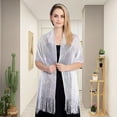 thumbnail image 4 of Eoperou Women Shawl See-through Hollow Out Solid Color Long Tassel Wide Decoration Thin Shirt Dress Matching Party Shawl Clothes Accessory, 4 of 8