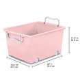 thumbnail image 2 of Mainstays Kids Large Pink Plastic Stackable Rolling Toy Storage Basket with Handles, 2 of 6