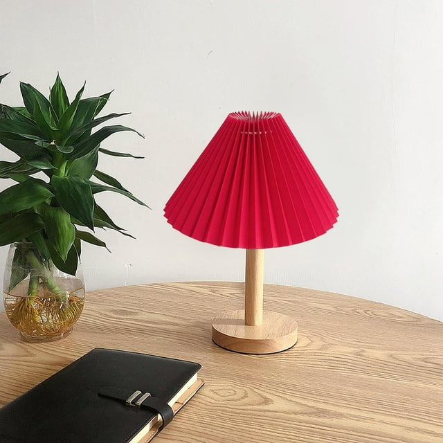 Modern Pleated Lampshade Table Replacement Fabric Lamp Shade Hotel Bedroom Red Red
