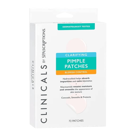 SpaScriptions Clarifying Hydrocolloid Pimple Patches with Niacinamide, Acne Patches, 72 Count