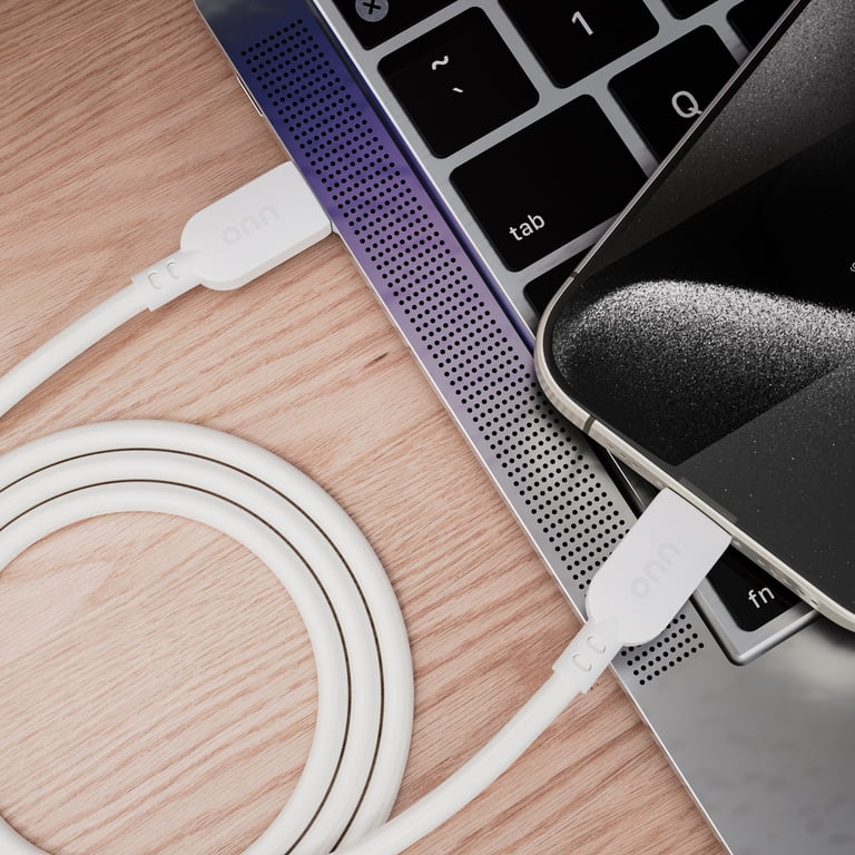 onn 10 Ft USB-C to USB-C Charging Cable, White photo 6