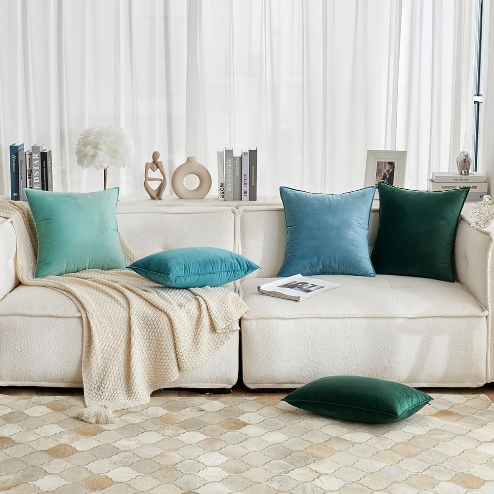 Cterwk 2 Pack Soft Velvet Square Throw Pillow Covers Square Cushion Case for Bed Couch Sofa Bench, 24 x 24 inch