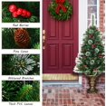 thumbnail image 3 of Arbre de Noël Floqué de 4 Pieds, Arbre de Noël Artificiel avec Pommes de Pin et Baies Rouges, Arbre de Noël Non Éclairé pour Porche et Usage Extérieur, 3 of 8