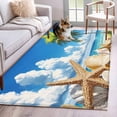 thumbnail image 3 of Rectangle Rug 4x6ft Area Rug, Summer Beach Starfish Shell Area Rugs for Living Room Bedroom, Palm Tree Tropical Leaves Floor Mat Non-Slip Non-Shedding Carpet Indoor Accent Rugs, 3 of 9