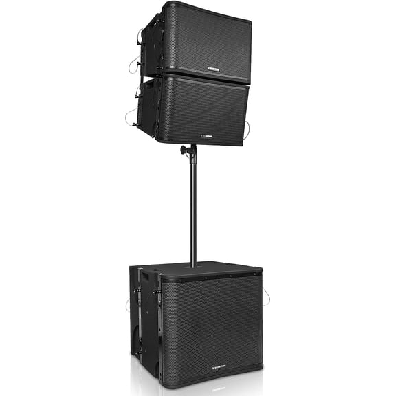 Sound Town ZETHUS PA System with Line Array Speakers Black