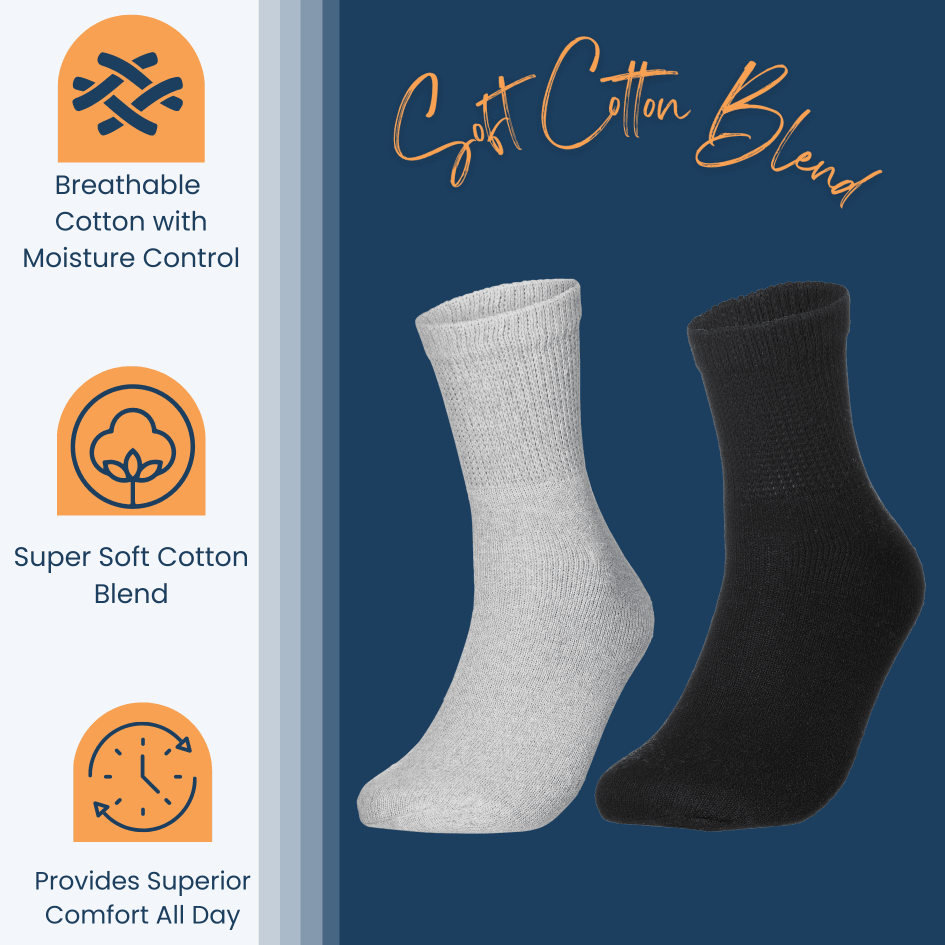 Special Essentials Diabetic Socks Ankle for Men & Women – 12 Pairs of Non-Binding Moisture-Wicking Neuropathy Socks
