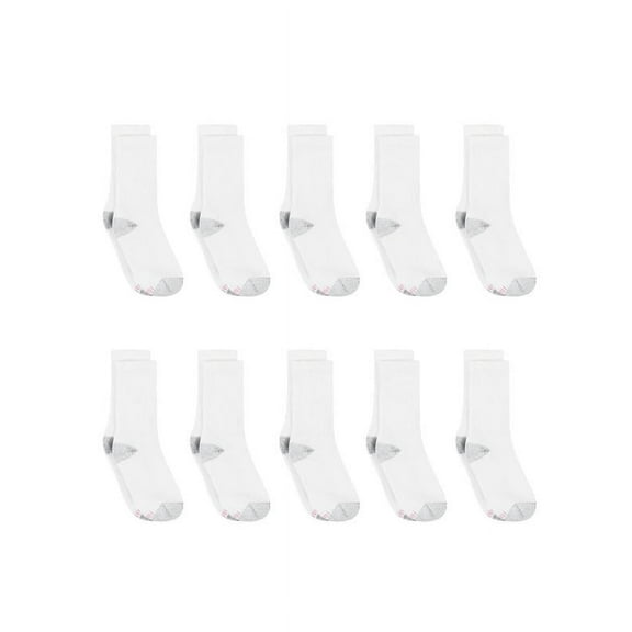 Hanes Women's Athletic Crew Socks, Full Sole Cushion, 10-Pairs White 5-9