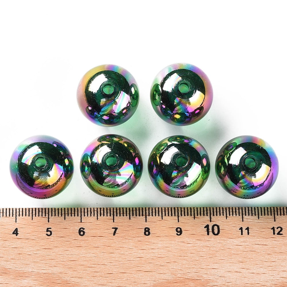 Transparent Acrylic Beads AB Color Plated Round Green 20x19mm Hole: 3mm 111pcs/500g diy