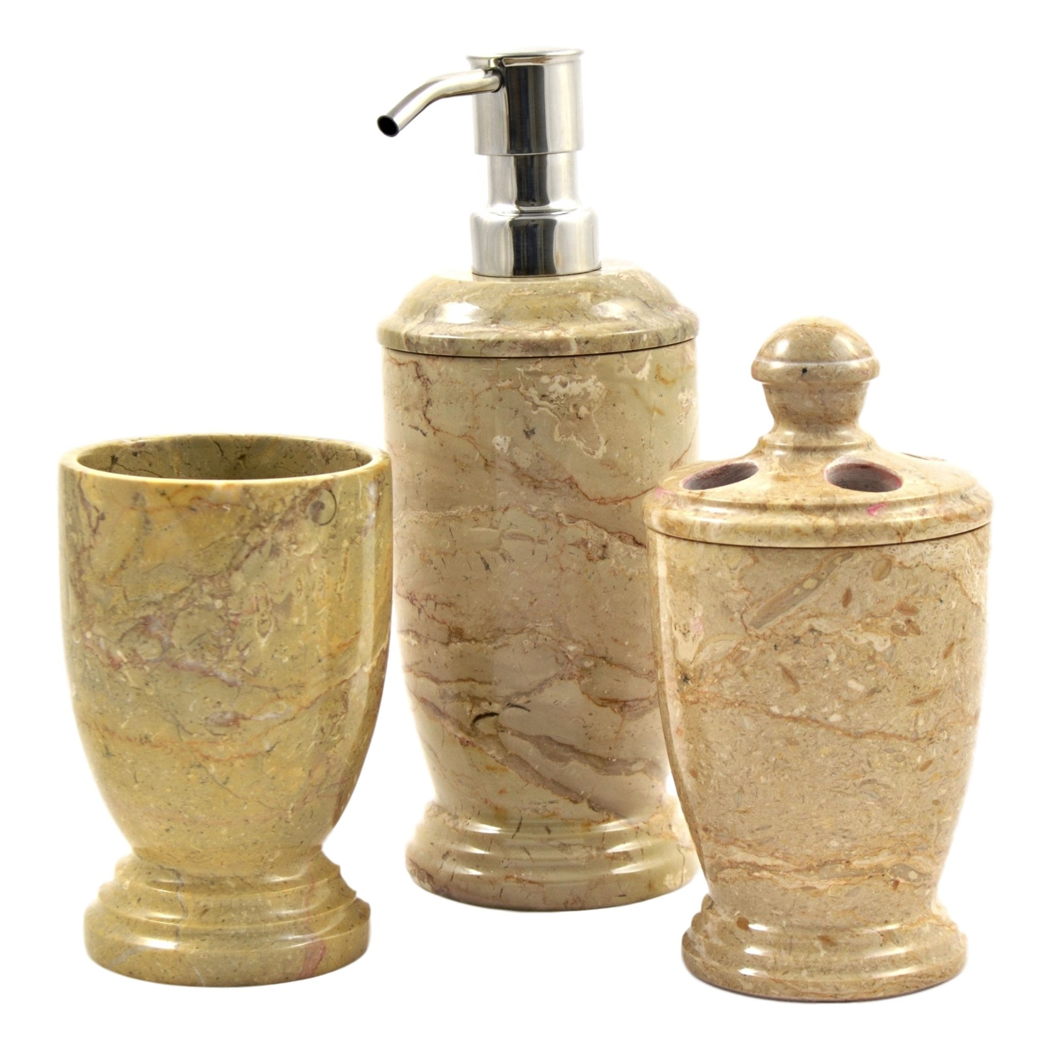 Beige Bathroom Accessories Set Sahara Marble 3Piece Set