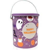 Halloween Trick or Treat Tin Bucket, Purple Tin Pails with Handle, 4 Pack
