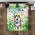 thumbnail image 4 of Alaskan Malamute Hello Spring Time Flower Floral Nature Quilt Bedding Set Alaska Mal Dog Lovers Gifts 1 Blanket Bed Cover 2 Pillowcases - 02031, 4 of 5