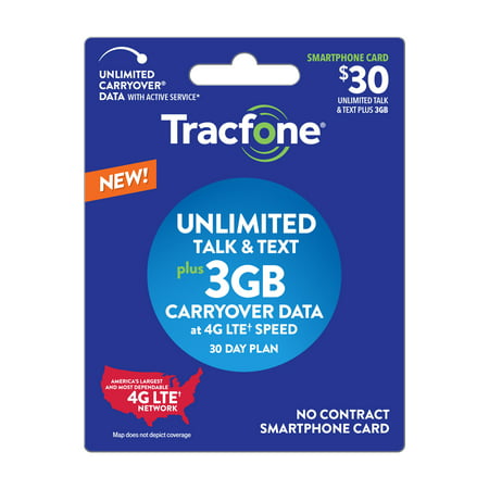 Tracfone $30 Smartphone Unlimited Talk & Text plus 3 GB Plan (Email