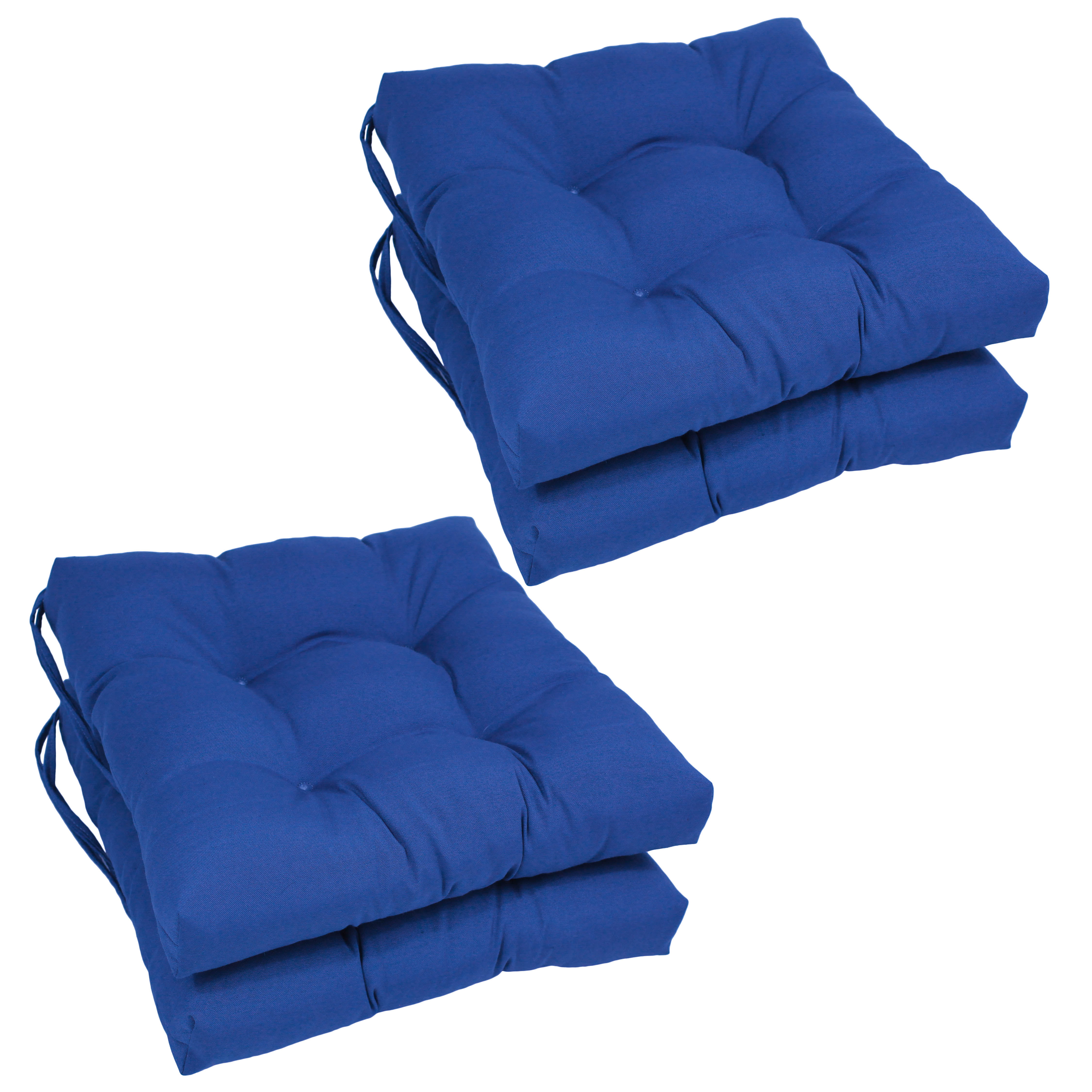 16-inch Solid Twill U-shaped Tufted Chair Cushions Set of 4 Navy 