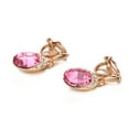 thumbnail image 2 of Yoursfs Pink Crystal Clip on Earrings for Women Wedding Birdal Gold Plated Non Pierced Ears Oval Cubic Zirconia Dangle Earrings Clips, 2 of 6