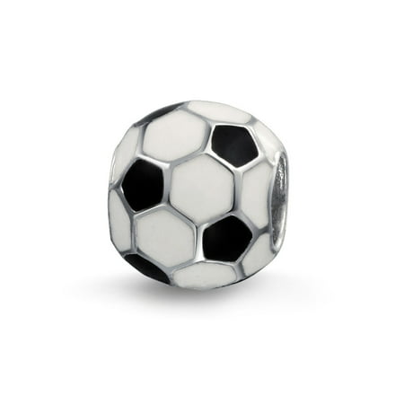 Black White Soccer Ball Mom Football Player Sports Athletic Charm Bead For Women Sterling Silver Fit European