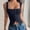 Navy, variant on Women's 2026 Ribbed Knit Square Neck Sleeveless Button Down Tank Top with Split Hem Summer Fitted Casual Corset Vest S