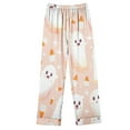 thumbnail image 4 of QIUOMBBP Womens Halloween Pajama Set Long Sleeve Button Down Tops and Casual Pants 2 Piece Cute Pj Sets Funny Ghost Print Loungewear, Pink, L, 4 of 6