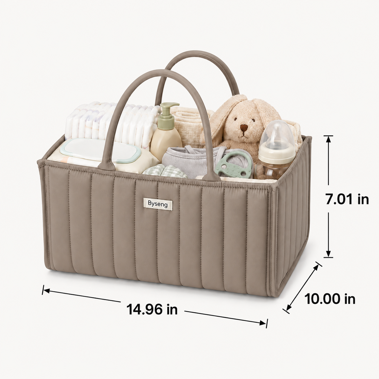 Byseng Baby Diaper Caddy Organizer, Khaki photo 5