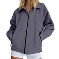 thumbnail image 3 of Jsaierl Women's Collared Zip Up Lightweight Jacket Long Sleeve Sporty Casual Bomber Coat with Zippered Pockets Daily Outdoor Top, 3 of 7