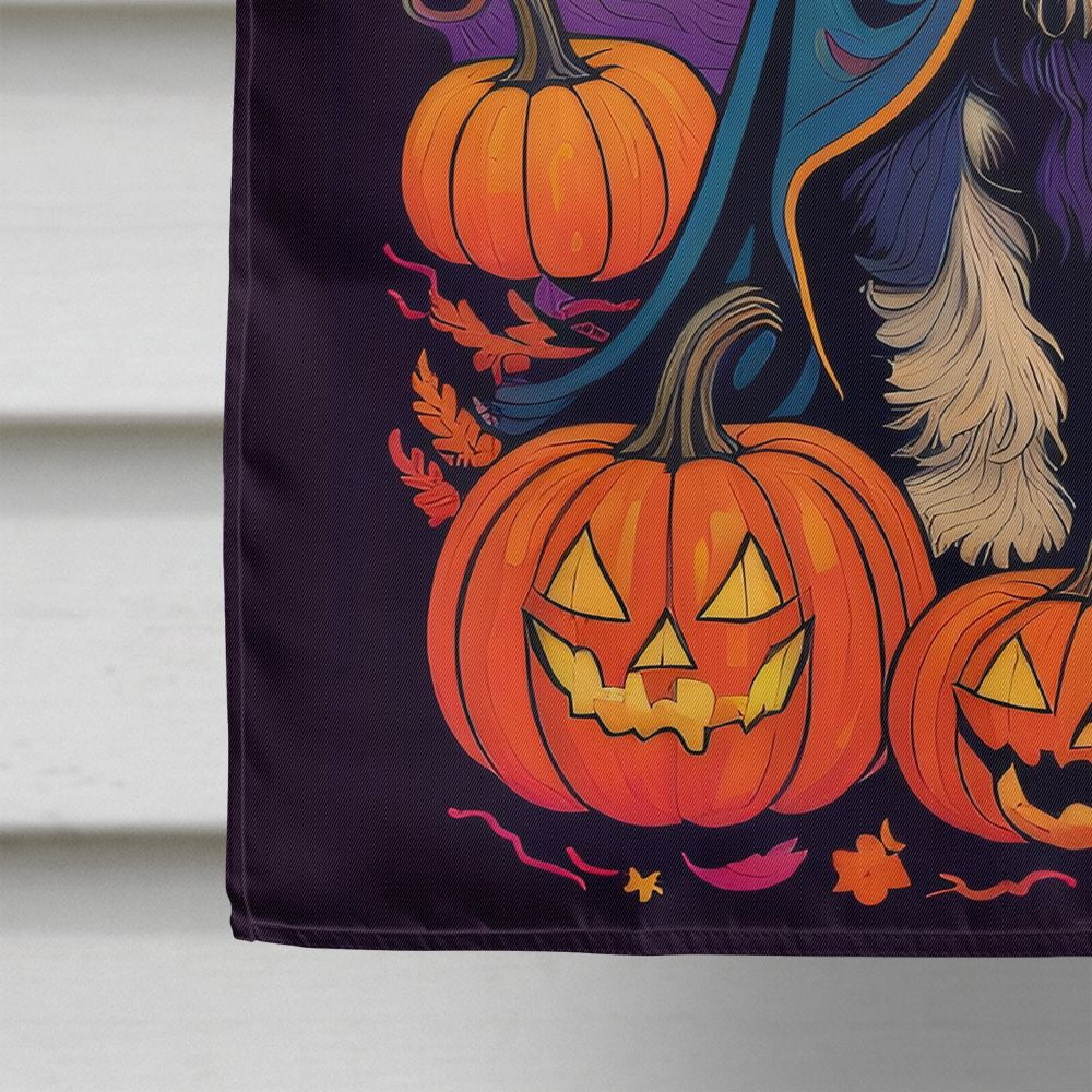 Halloween Schnauzer Dog House Flag 28x40IN Double-Sided Polyester Decorative Sleeve Pole Flag for Outdoor Home Garden