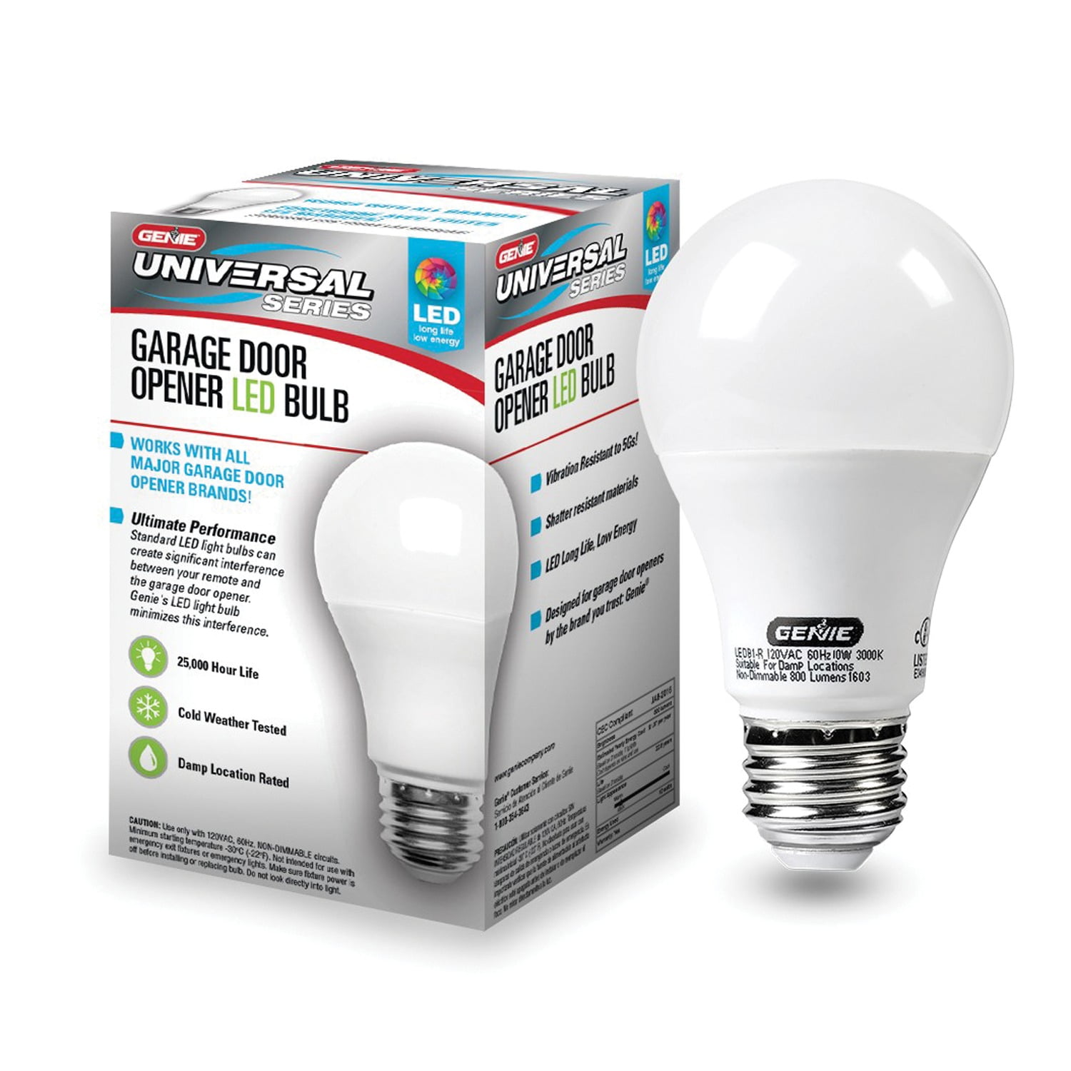 (2 pack) Genie 40654R Title 20 Approved Garage Door Opener LED Bulb