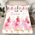 thumbnail image 2 of Homewish Kawaii Xmas Tree 3pcs Twin Sheet Sets For Children Teens Adults,Merry Christmas Twin Fitted Sheet,Happy New Year Breathable Flat Sheet,Super Cozy Room Decor, 2 of 7