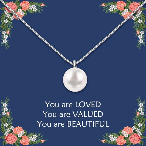 Freshwater Pearl Necklace for Women, S925 Sterling Silver Pearl Pendant Necklace Jewelry Gift, Mother Day Birthday Valentines Christmas Party Dainty Single White Pearl Choker Necklaces(with Gift Box)
