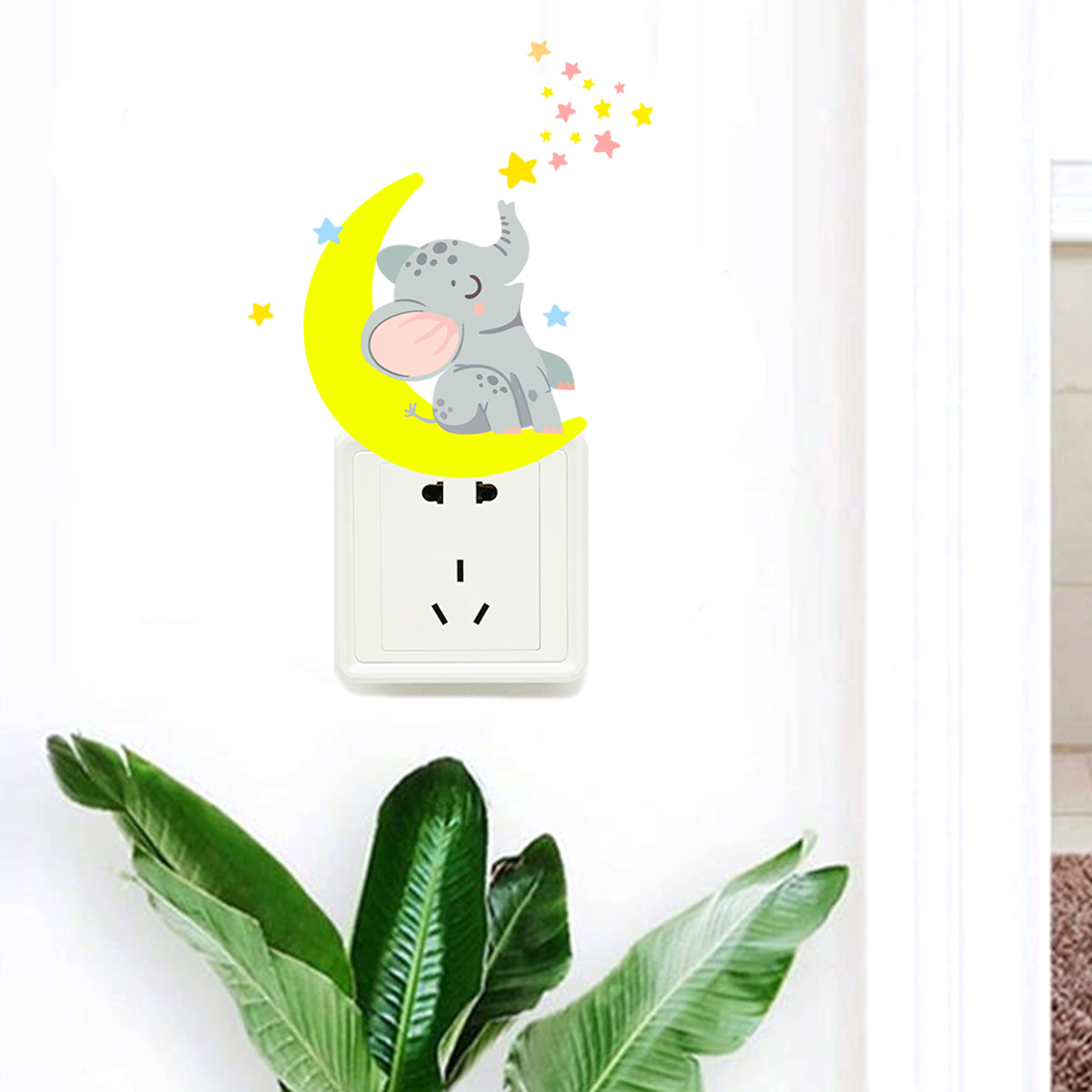 Adorable Elephant Wall Decal, Lovely switch Elephant Wall Sticker, Baby Elephant Decor Wall for Nursery Bedroom Classroom Decoration