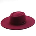 thumbnail image 1 of Sombrero de jazz de ala ancha de lana de otoño e invierno de 9,5 cm para hombres y mujeres, sombrero de fieltro negro con parte superior cóncava, 1 of 6