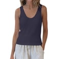 thumbnail image 2 of AnuYalue Lace Tank Tops for Women V Neck Wide Strap Soft Ribbed Camisole Fashion Sleeveless Round Neck Top, 2 of 7