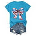 thumbnail image 4 of Tops Cortos para las Mujeres, Cuello Redondo de Manga Corta Impresa Por el Arco Del Día de la Independencia Hecha de 95% Poliéster 5% Spandex para Primavera Verano, Primavera de las Mujeres, 4 of 4