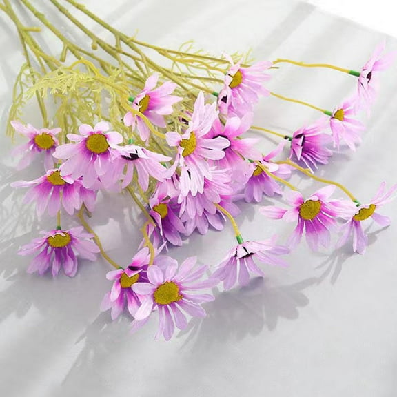 Morttic 6Pcs Artificial Daisy Flowers Outdoor UV Resistant Silk Flowers Fake Wildflowers Faux Greenery Shrubs Plants with Stems Arrangements for Home Garden Vase Decor (Purple)