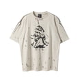 thumbnail image 2 of Camiseta holgada informal de algodón puro de manga corta lavada con estampado de anime japonés vintage de 24ss de alta calidad, 2 of 4
