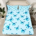 thumbnail image 2 of jejeloiu Blue Kawaii Butterfly Bed Sheets,Cartoon Animal King Sheets,Fairy Tale Theme Sheet Set For Girls Teens,Ultra Soft Home Decor,4pcs, 2 of 7