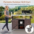 thumbnail image 6 of ZIVACATE Outdoor Grill Cart With Storage Solid Wood Kitchen Island on Wheel Stainless Steel Tabletop, 6 of 8