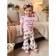 thumbnail image 4 of BemeyourBBs Western Baby Girls Spring Summer Fall Clothes Newborn Baby Girl Cowgirl Going Home Outfit New Cowgirl In Town Letter Boot Print Short Sleeve Romper and Flared Pants Headband Set, 4 of 9