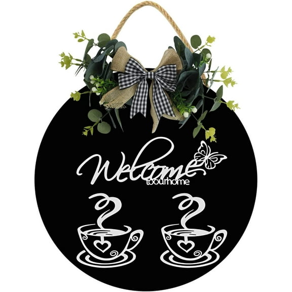 Eveokoki 12" Welcome To Our Home Coffee Sign,Coffee Bar Sign Farmhouse Coffee Wooden Sign,Rustic Wood Coffee Table Sign Vintage Coffee Wood Plaque Decor