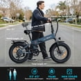 thumbnail image 3 of Jasion X-Hunter Electric Bike for Adults with Rear Basket, 750W Motor Electric Bicycle with 48V 13AH Removable Battery, 20" x4.0 Fat Tire Folding Ebike, Full Suspension, 7-Speed Bicycles, Blue, 3 of 11