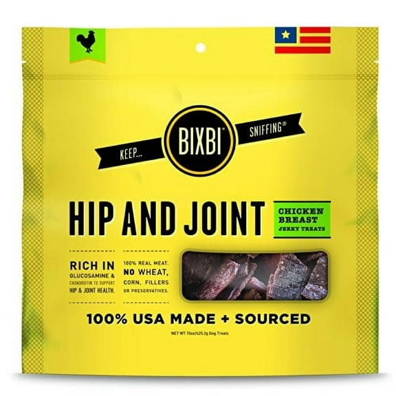 Bixbi Hip & Joint Chicken Breast Jerky Recipe Dog Treats, 15 Oz